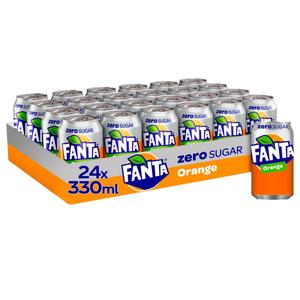 Fanta Orange Zero Sugar Multi Pack/PMP - Pack of 24 x 330ml - No Sugar Beverage