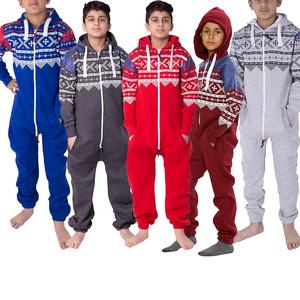 NOROZE Kids Boys Aztec Onesie Jumpsuit Girls Warm and Cozy Hooded Zip Up Onesies All in One Nightwear Playsuit UK Size S-XXL