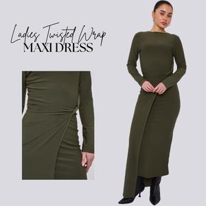 Ladies Twisted Wrap Maxi Dress - 53 INCHES