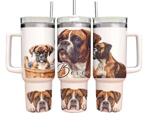 40oz Tumbler with straw - Boxer Dog Gift - Personalised gift for her for him