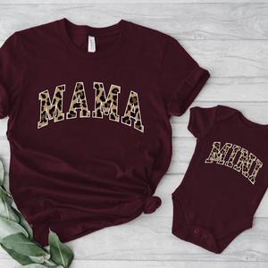 Mama & Mini Leopard Varsity Matching T-Shirt & Baby Vest