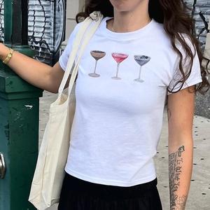 Martinis Print T-Shirt - Womens Baby Tee - Salty Pixie