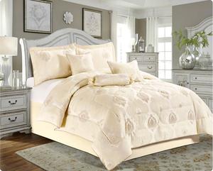 Riccardo Valeria Luxury 7-Piece Jacquard Quilted Bedspread Set – Soft Floral Pattern Bedding, Comforter, Deep Pocket Fitted Sheet, and Decorative Cushions for Elegant and Stylish Bedroom Décor