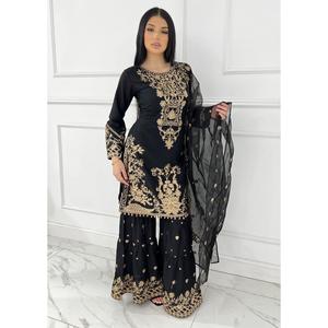 HK282 - Suba - Black Linen Shararah Suit