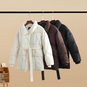 【Low to ￡9.99 for Belt Jacket】【GetMod】 Premium Women  Mid Length Belted Puffer Jacket Women Casual Coat, Water Repellent Women Winter Ladies Classic Quilted Outerwear Coat Big Pocket # C11