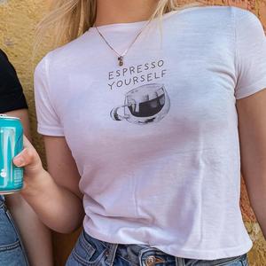 Espresso Print T-Shirt - Womens Baby Tee - Salty Pixie