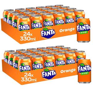 Fanta Orange Can MultiPack PMP 330ml - Pack of 48, Juicy Tropical Flavour, Sweet & Tangy Taste, Perfect for On-the-Go or Home Enjoyment