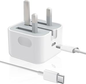 20W USB C to C charger plug 1m cable| compatible with iPhone 15/15 Pro/15 Plus/15 Pro Max, Samsung S24/S23/S22, suitable for Wall PD power adapter in the UK Electronic Charging Mobile Smartphone Cellphone