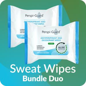 Sweat Wipes BUNDLE Duo - Perspi-Guard Antiperspirant & Deodorant Wipes TWIN PACK - Body Care Comfort Cosmetic