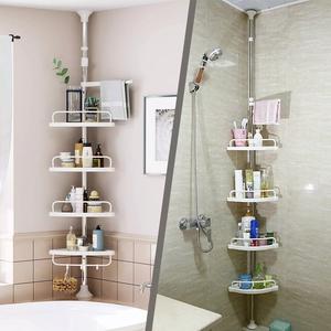 4TIER ADJUSTABLE BATHROOM SHOWER CORNER SHELF CADDY ORGANISER RACK TOWEL RAIL