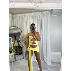knot tie cut out bodysuit and wrap skirt 5157