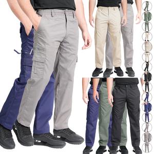Mens Elasticated Waist Cargo Trousers Multi Pockets Combat Long Pants Menswear Cotton Work Formal Big Sizes M to 6XL