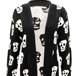Fashion Luva New Gothic Cardigan Skull Cardigan Plus Size Open Halloween Skull Drape Knitting Patterned Jumper Knitwear Top Women's Ladies Sweater Halloween Womenswear Longsleeves Skull Print Vneck  AVAILABLE IN KIDS SIZE'S