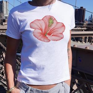 Hibiscus Print T-Shirt - Womens Baby Tee - Salty Pixie