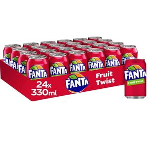 Fanta Fruit Twist -Pack of 24 x 330ml A juicy blast of fruity flavours and real fruit juice, Natural flavours Beverage, Drink