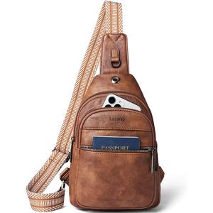 Bag For Women Men Leather Small Backpack Fanny Pack Crossbody Chest Bags Purse waterproof Sling Bag For Women