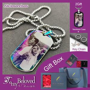AS002 Customized Stainless Steel Photo Lettering Personized Pendant NecklaceArmy-Style Engraving Keychains Pet Tag,Stunning DIY Gift