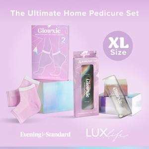 XL Glowxie Dream Feet Duo – Overnight Renewal Set | Contains 1x XL Glass Foot File and 2x Pairs Moisturising Gel Heel Socks  | Restores Tired Feet, Cracked Heels, Callus and Dry Skin footfile
