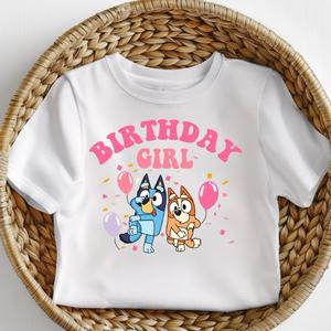 Bluey birthday girl celebration milestone kids Tshirt cotton toddler boy cute