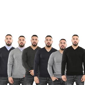 NOROZE Mens V-Neck Plain Knit Jumper Classic Sweater Pullover Knitted Sweatshirt UK Sizes S-4XL Breathable Casual