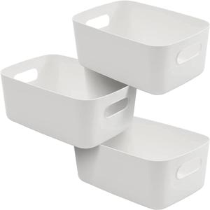 Tanness Storage Boxes | Storage Boxes With Handle | Rectangular Plastic Storage Baskets | Stylish Cupboard Organiser For Kitchen, Home, Office and Bathroom