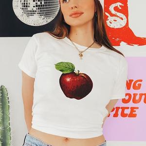 Apple Print T-Shirt - Womens Baby Tee - Salty Pixie