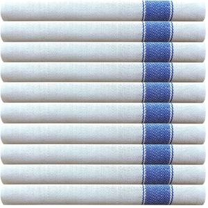 10 Pack Cotton Catering Kitchen Cloth Harringbone Blue Stripe Tea Towels Restaurant Bar Glass Cloths Washable Reusable Water Absorbent Long-lasting Cleaning Set Hand