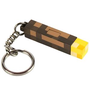 Miner Torch Keyring LED Keychain Light USB Rechargeable Torch Pixel Style Keyholder Compact Lamp Gamer Gift Mini Night Light Miners Collectible Adventure Keychain