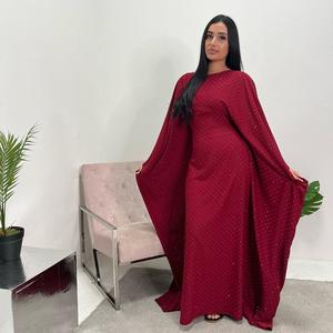 Ladies modest diamante hot fix kaftan dress uk onesize 6-20