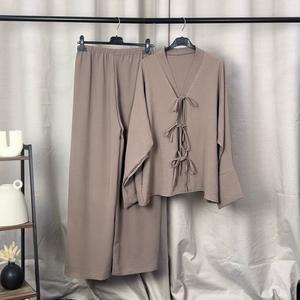 FBS 125 Crepe Viscose Women's Causal Tie Front Set 8-14 uk Top Trouser Womenswear