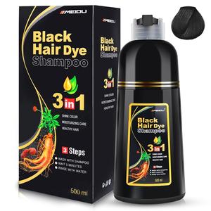 MEIDU 3 in 1 Black Hair Dye Shampoo - Can cover gray hairs,Herbal Ingredients Natural Hair Colour Shampoo,Contains Ginseng Extract,Natural Haircoloring,Phytocare,salon Haircare