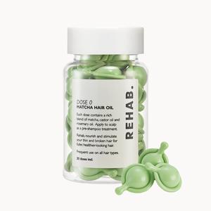 REHAB. Dose 0 Matcha Scalp Hair Oil Capsules - Pre Shampoo Haircare Treatment with blend of Matcha, Rosemary Oil and Castor Oil
