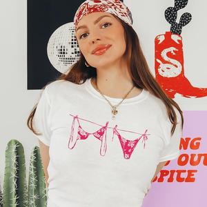 Air Dry Print T-Shirt - Womens Baby Tee - Salty Pixie