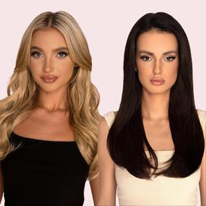 Koko Couture Valentine's Short One Piece Clip in Hair Extension Bundle - 18 Inch Straight and 16 Inch Curly Hairpieces