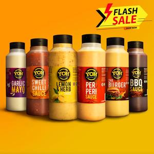 2 x YOH Sauce 1L – Peri, Lemon & Herb, Burger, Sweet Chilli, BBQ, Garlic Mayo, Glaze | Flavour-packed Sauces & Glazes | Perfect for Grilling, Dipping & Marinades
