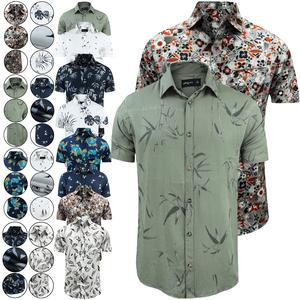 Mens Springfield Summer Hawaii Shirt Floral Designer Palm Holiday Short Sleeve Beach Menswear Printed Top Collared Flower Breathable