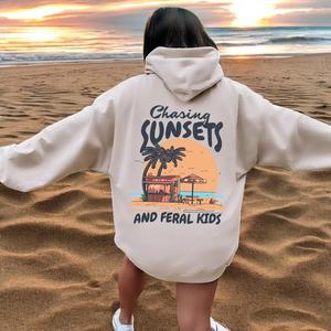 Chasing Sunsets & Feral Kids Back Hoodie