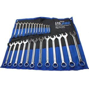 US PRO SPANNER SET 25PC METRIC COMBINATION WRENCH RING OPEN IN ROLL 3232