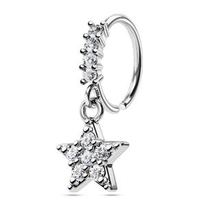 OUFER 20G Five Pointed Star CZ Dangle Nose Hoop Helix Earrings