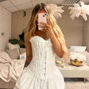 LILIOSA LINGERIE High Quality Satin White Dream Corset - (Corset - adjustable + Pants - non adjustable)  Comfortable Underwear Womenswear, Customized Top Elegance Summer Outfit, Everyday Elegant Fashion Clothing Winter Matching Daily Outfit