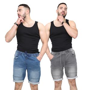 NOROZE Mens Denim Shorts Menswear Elasticated Waist Drawstring Knee Length Turn Roll Up Shorts UK Size 30-40 Casual Cotton