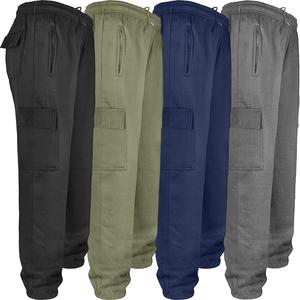 Mens Cargo Joggers Fleece Jogging Tracksuit Bottoms Winter Trousers Five Pockets