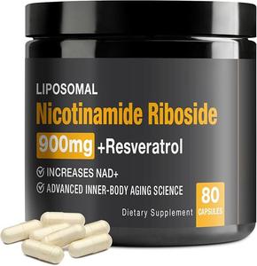 Liposomal Nicotinamide Riboside w/Resveratrol & Quercetin - High Purity NAD Supplement for Anti-Aging, Energy, Focus - 80 Capsules Healthcare Fitness Vitamin Pregnant