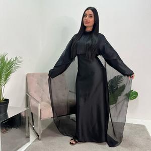 Ladies 2 Piece Satin Dress with Mesh Cape Onesize UK 6-14 - Casual Womenswear holiday abroad