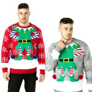 NOROZE Unisex Men’s Novelty Knitted Long Sleeves Crew Neck Christmas Jumper Womens Elf Sweater UK Sizes S-XXL christmas  jumper Fabric Menswear