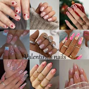Press on Nails Ellie Young Nails Collection 24pcs Fake Nails, Includes 24 False Nails, Nail Glue, Sticky Tabs, Nail File, and Cuticle stick Nail Art Nail Care， Valentine's Day