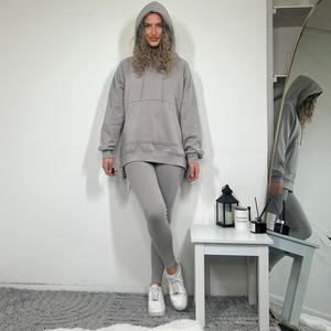 [HouseOfTrendz] MOLLY Loungewear Set Oversize Hoodie and Rib Legging Co-Ord 80% Soft Cotton Womenswear Comfort Long Sleeve Athletic Casual Clothing Chic Comfortable Overalls Oversized