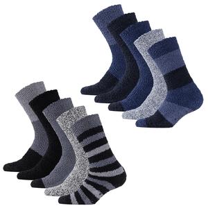 Men's 5 Pack Cosy Socks Soft Fluffy with Thermal Insulation Elastane Stretch Anti-Slip Men's Winter Socks Premium Quality with Warmth & Comfort Fabric Menswear Outdoor Layer Striped Stretchable Polyester Elastic Plain Warm socks Beige Tropical
