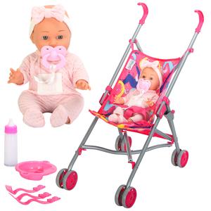 BiBi Doll Baby Doll Set With Pushchair & Feeding Accessories Baby Doll, Stroller, Milk Magic Bottle, Dummy, Baby Doll Accessories Set