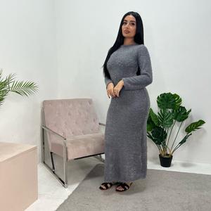Ladies fur soft long sleeve modest maxi dress uk s/m m/l
